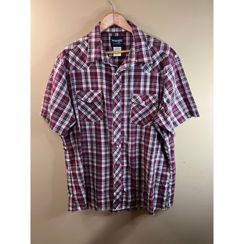 Wrangler Western Shirts‎ Plaid Button-Up Long Sleeve Casual Cowboy Style